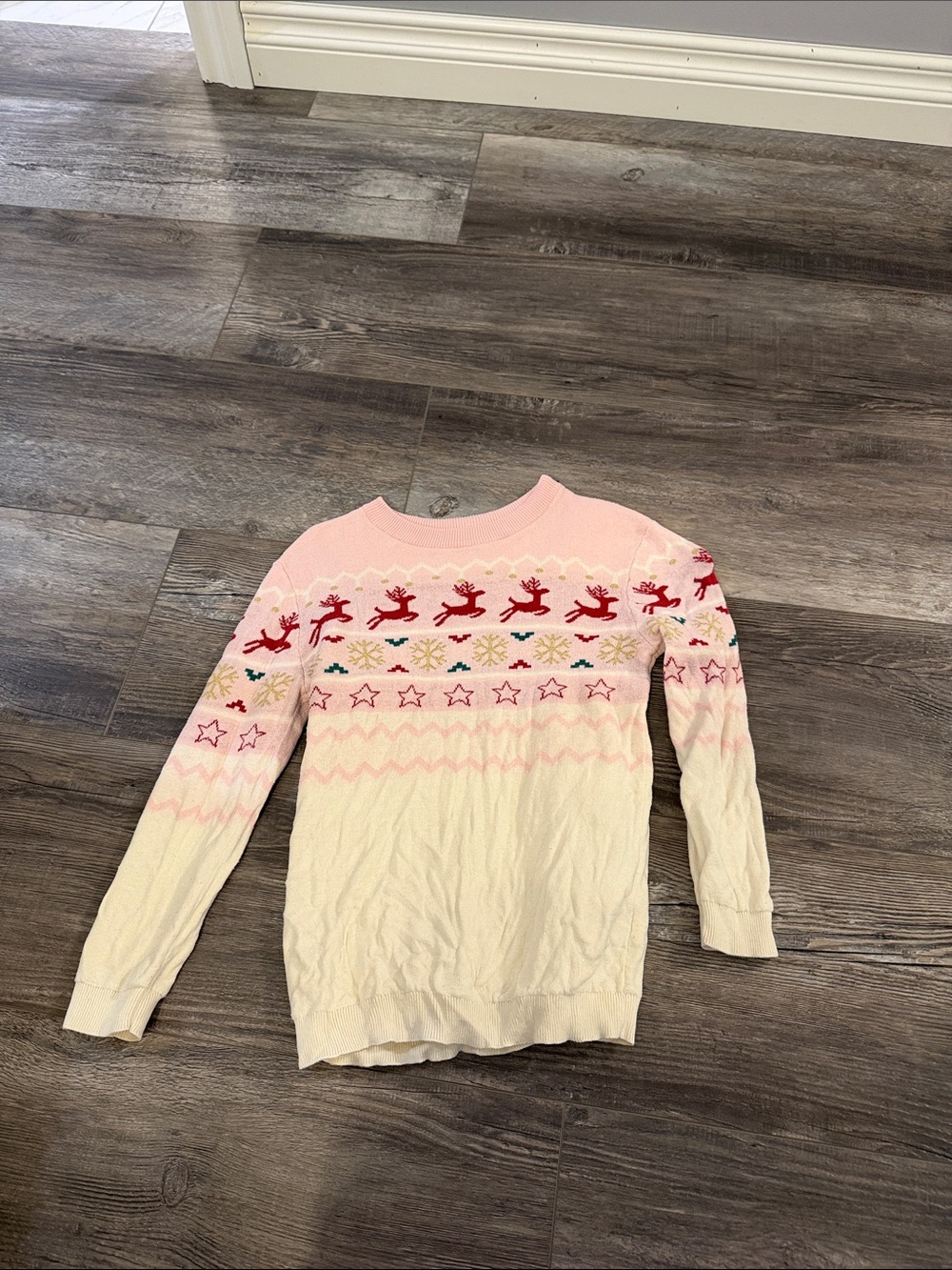 Andy & Evan Cream and Pink Chevron Knit Sweatshirt